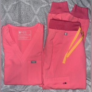 Figs Scrubs Set Color NEON PINK (XXS Catarina & Petite XXS Zamora Jogger)